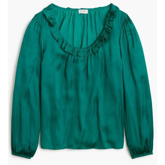 J Crew Long Sleeve Ruffleneck Plus Chic Sleek Top US Women's 2X New - Picture 1 of 6